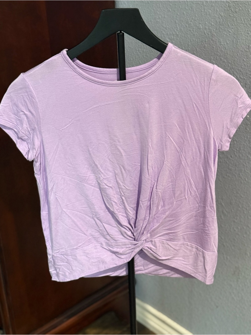 wonder nation Lavender Twist-Front Crop Tee
